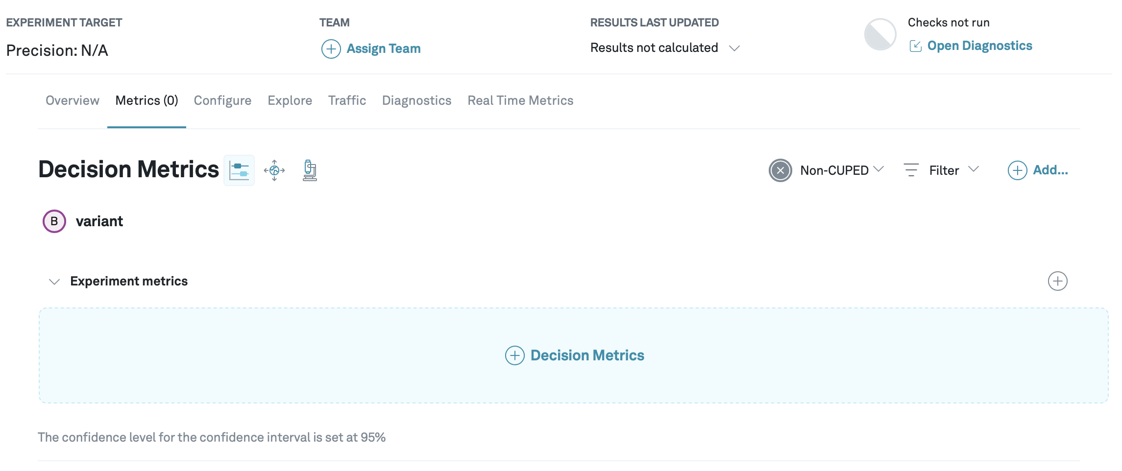 Adding metrics to a new experiment