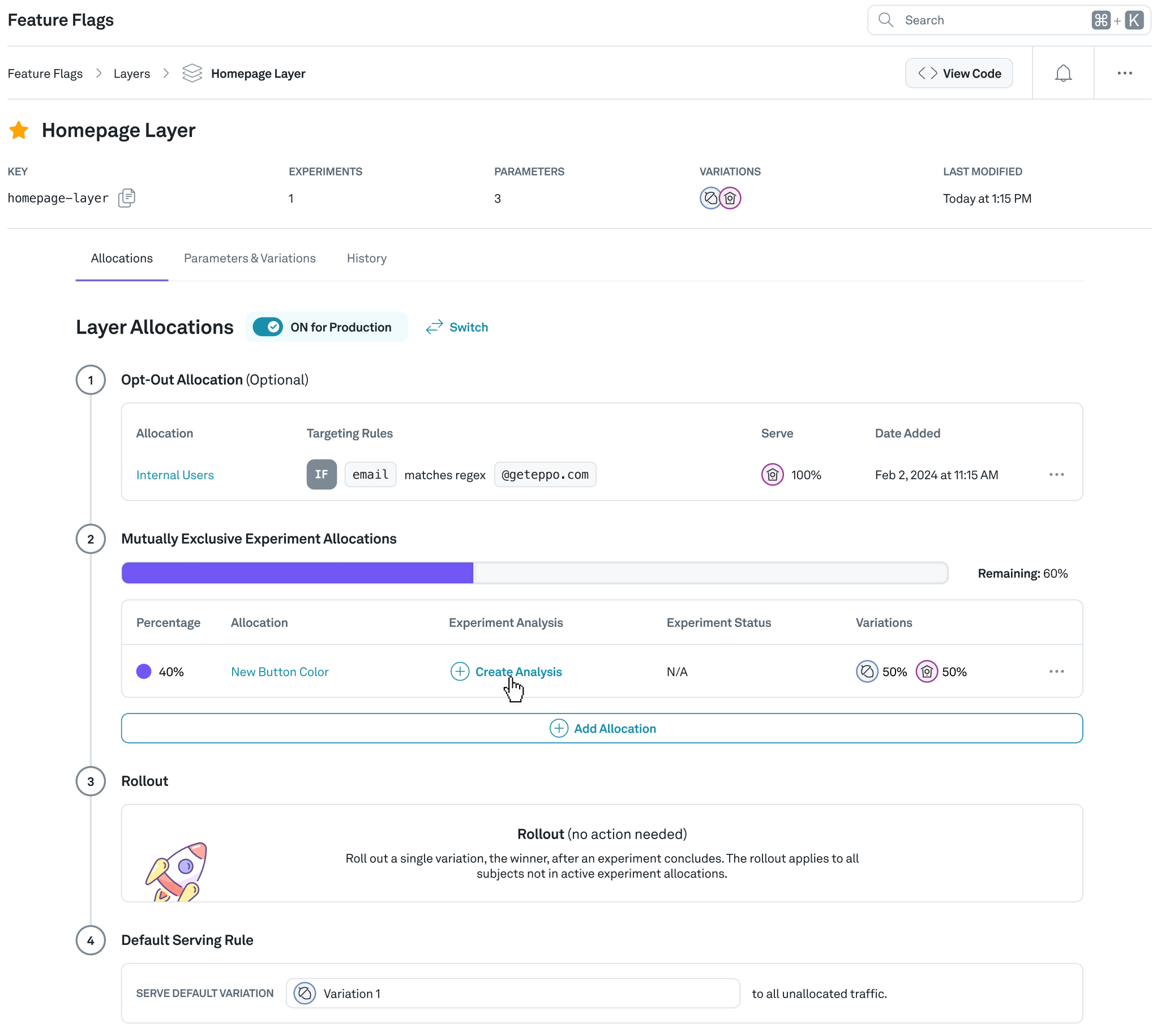 Creating an experiment analysis