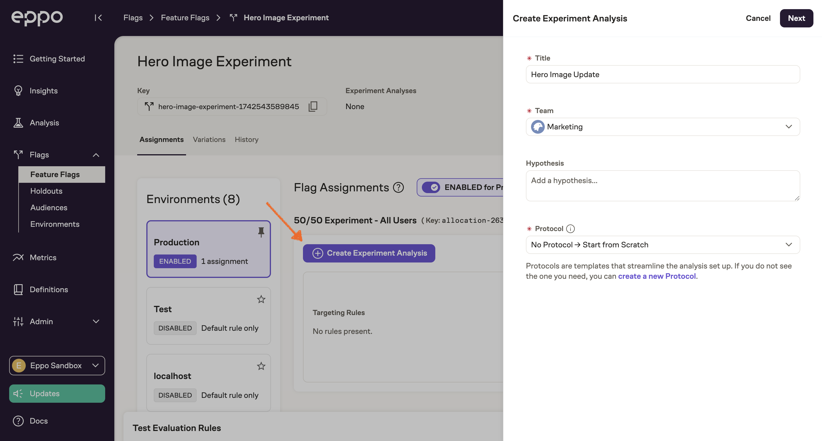 Create Experiment 1b