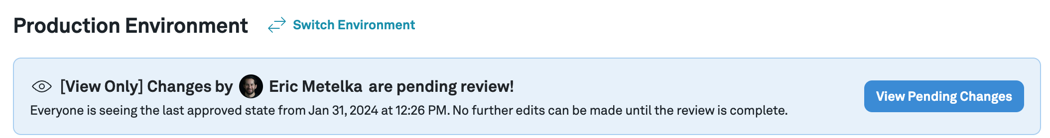 Review pending banner