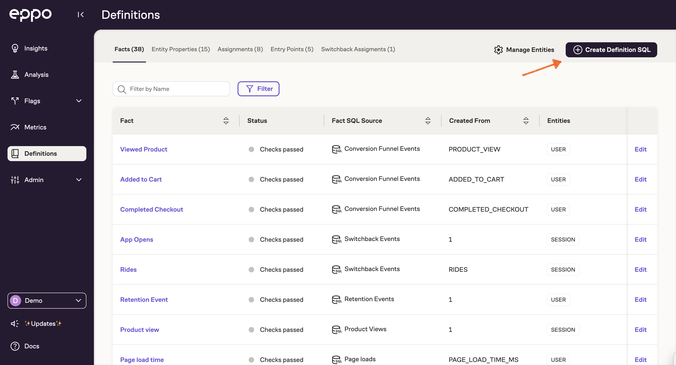 Select create definition