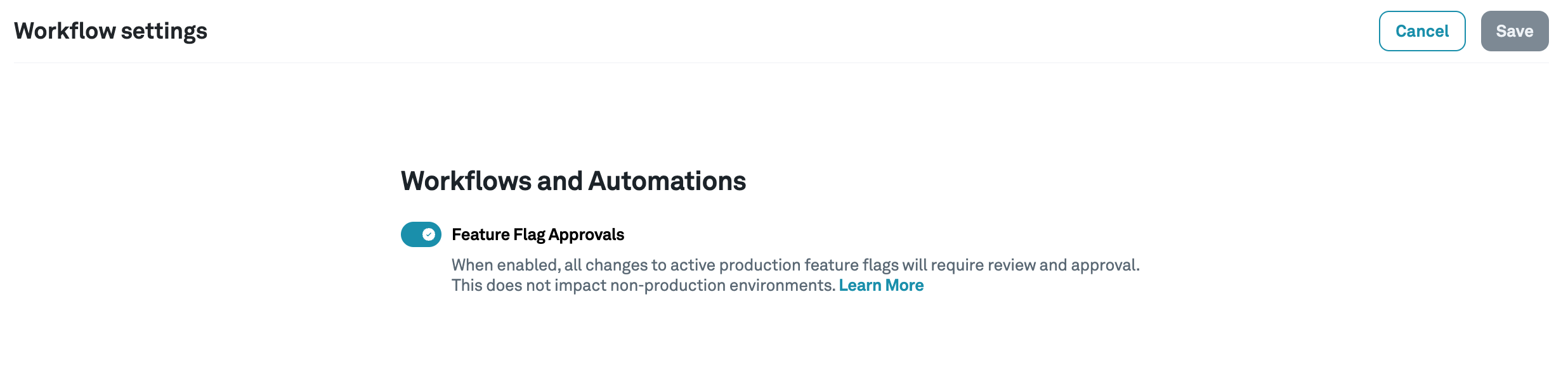 Workflow settings page